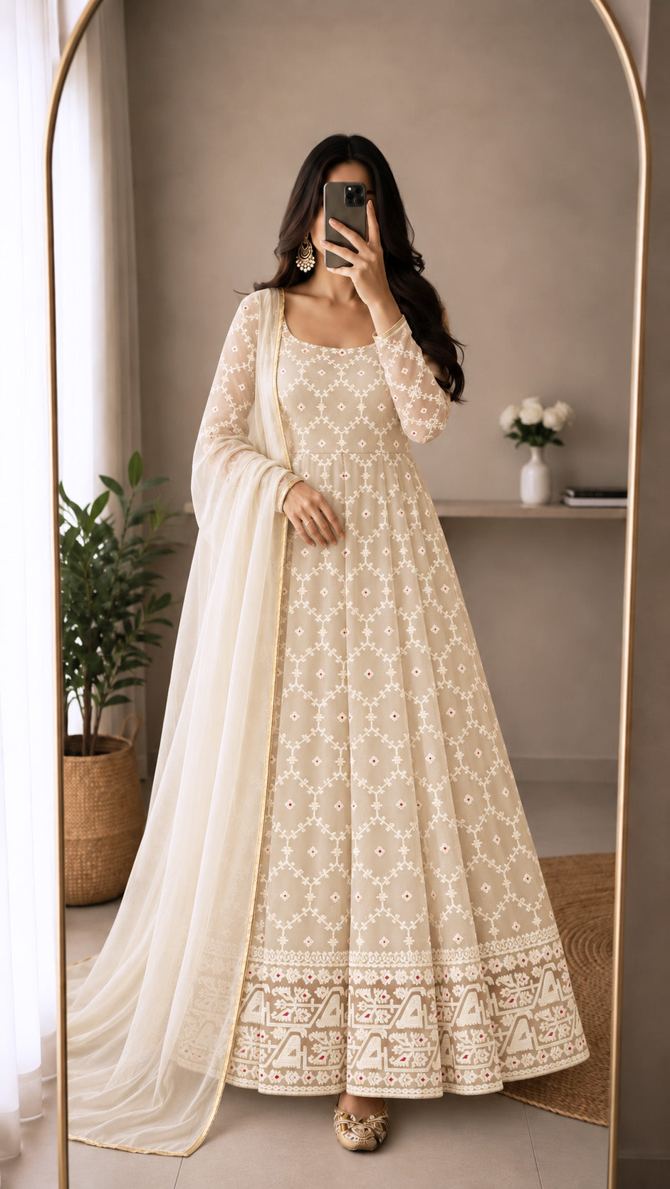 White Pure Organza Embroidery Fabric