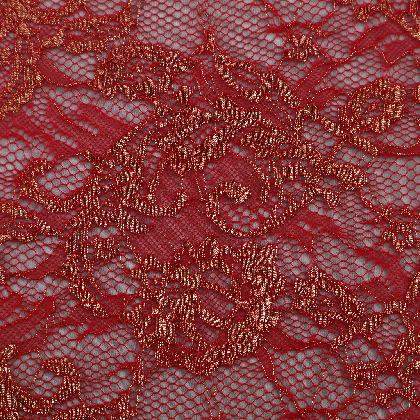 Red Color Chantilly Lace Fabric