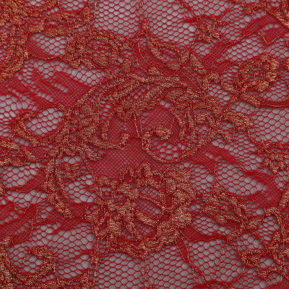 Red Color Chantilly Lace Fabric