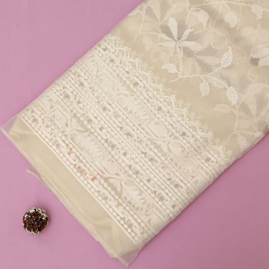 White Pure Organza Embroidery Fabric