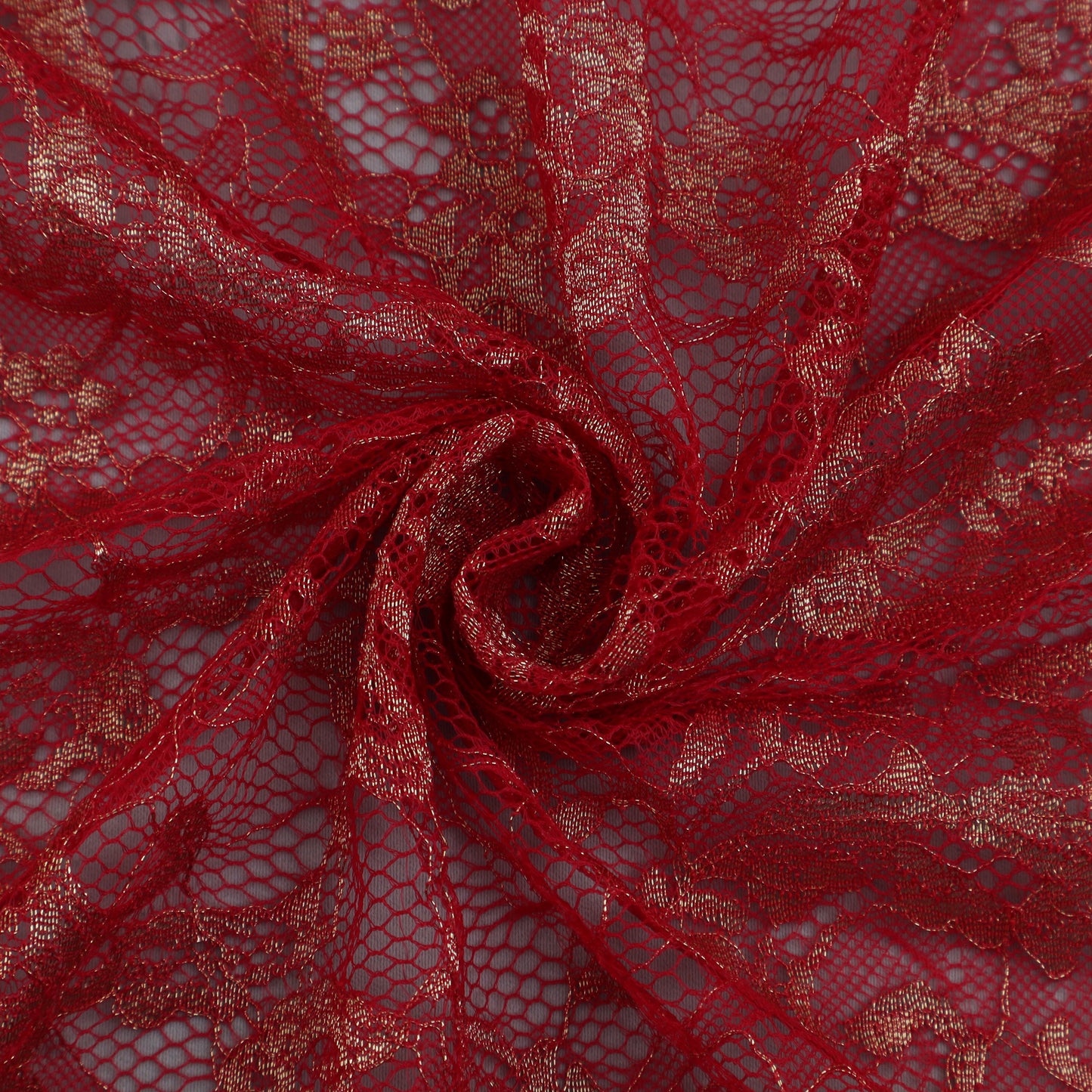 Red Color Chantilly Lace Fabric