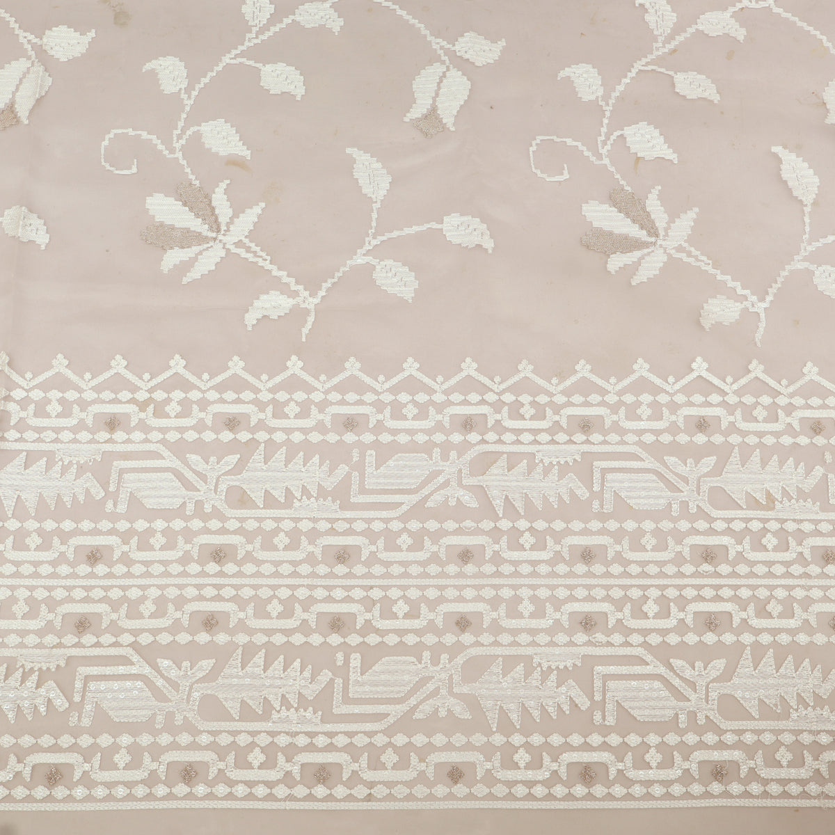 White Pure Organza Embroidery Fabric