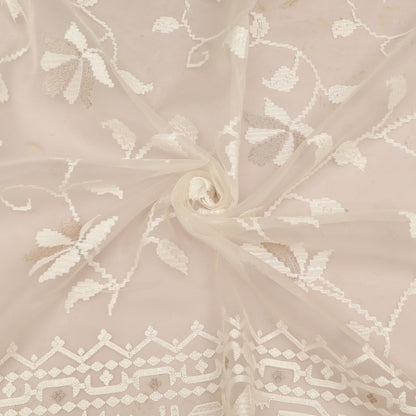 White Pure Organza Embroidery Fabric