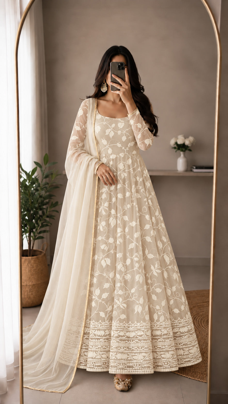 White Pure Organza Embroidery Fabric