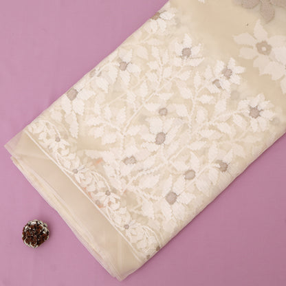 White Pure Organza Embroidery Fabric