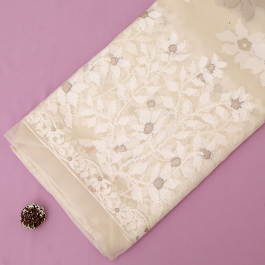 White Pure Organza Embroidery Fabric