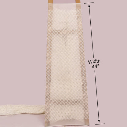 Beige towel with measurement label on a White background