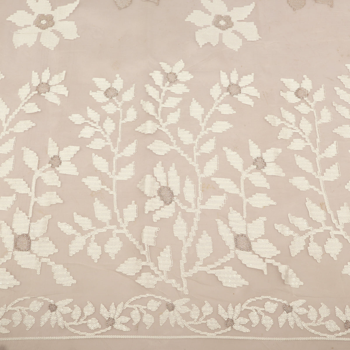 White Pure Organza Embroidery Fabric