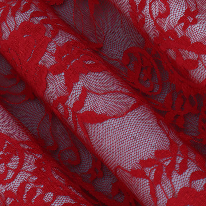 Red Color Chantilly Lace Fabric