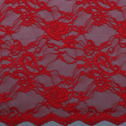 Red Color Chantilly Lace Fabric