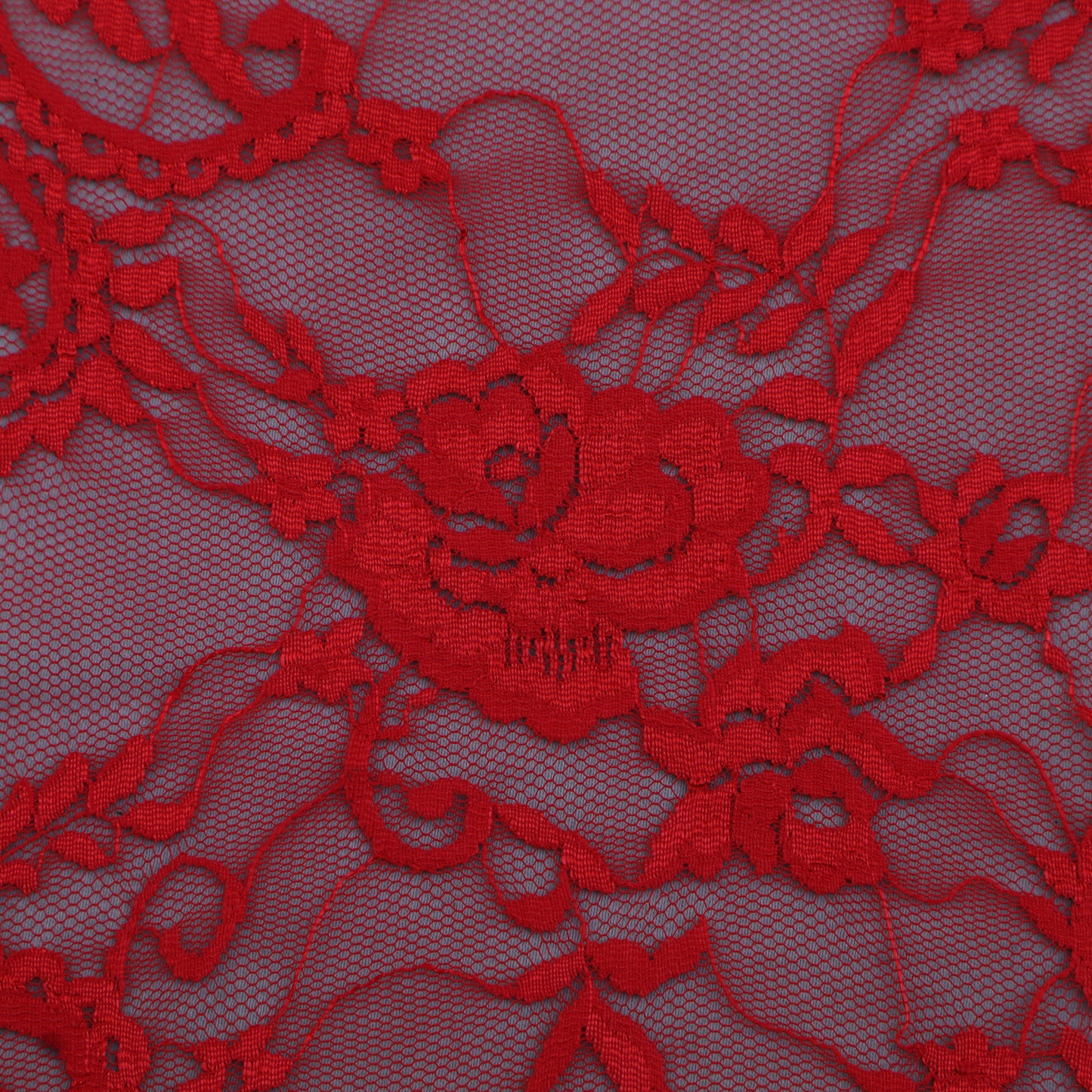 Red Color Chantilly Lace Fabric