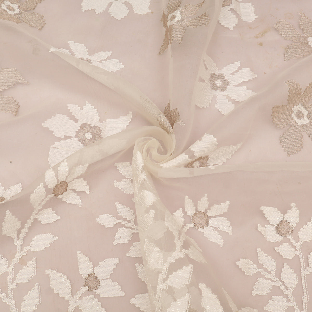 White Pure Organza Embroidery Fabric
