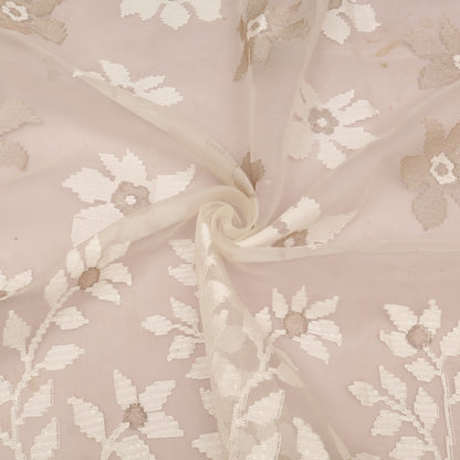 White Pure Organza Embroidery Fabric