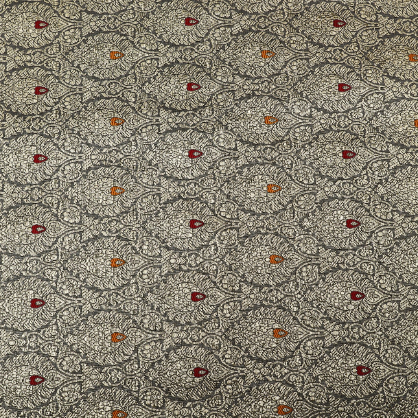 Grey Color Katan Meena Brocade Fabric