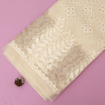 White Pure Organza Embroidery Fabric