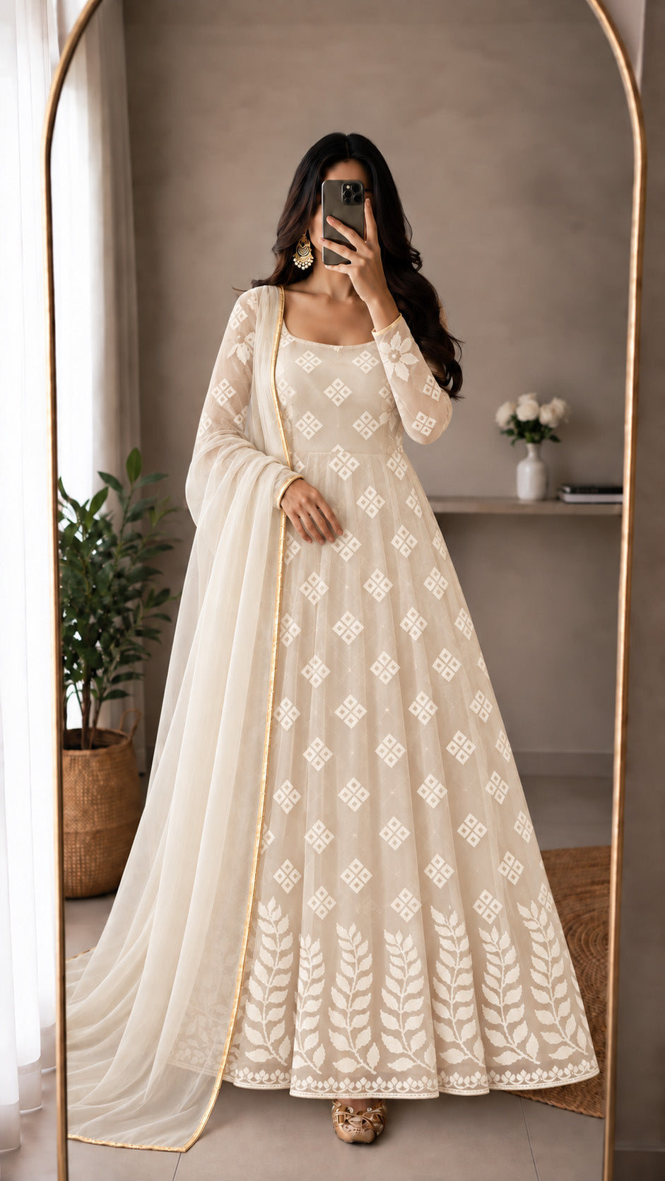 White Pure Organza Embroidery Fabric