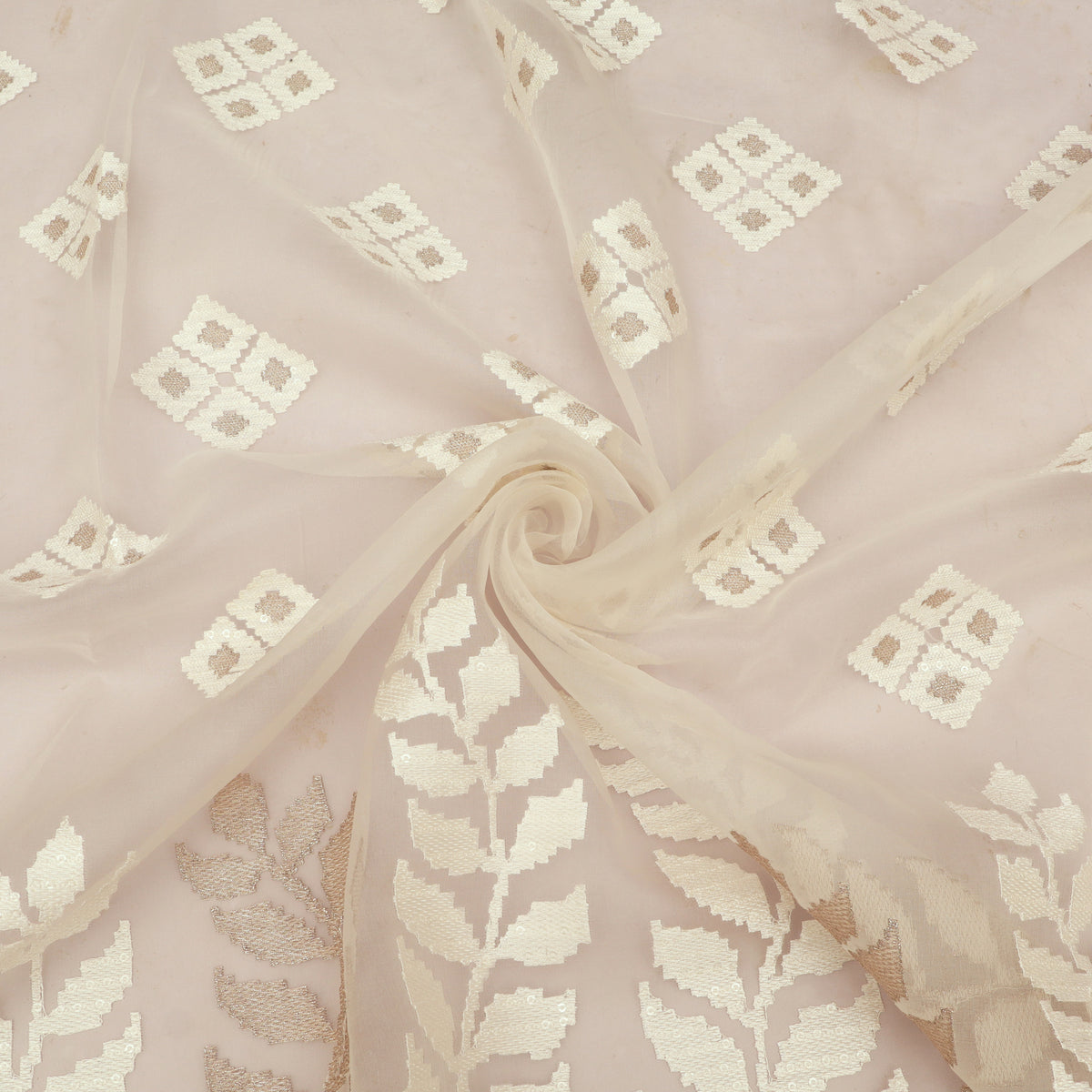 White Pure Organza Embroidery Fabric