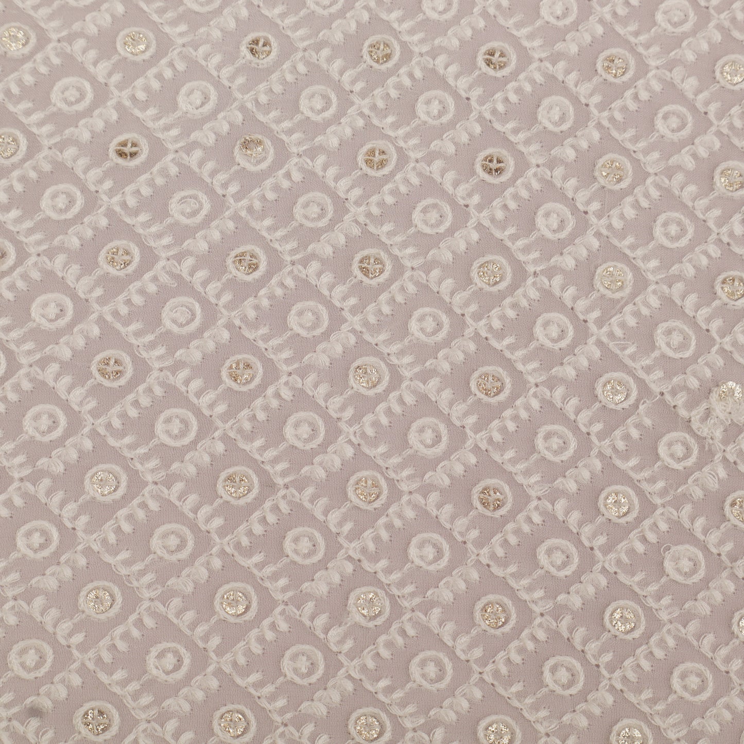 Patterned fabric with a geometric design on a White background