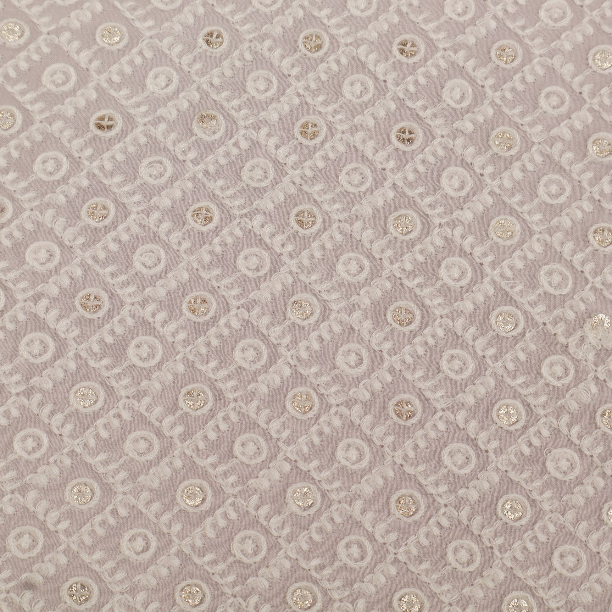 Patterned fabric with a geometric design on a White background