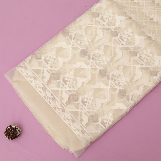 White Pure Organza Embroidery Fabric