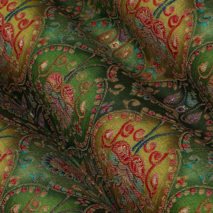 Green Color Dola Silk Jacquard Print Fabric