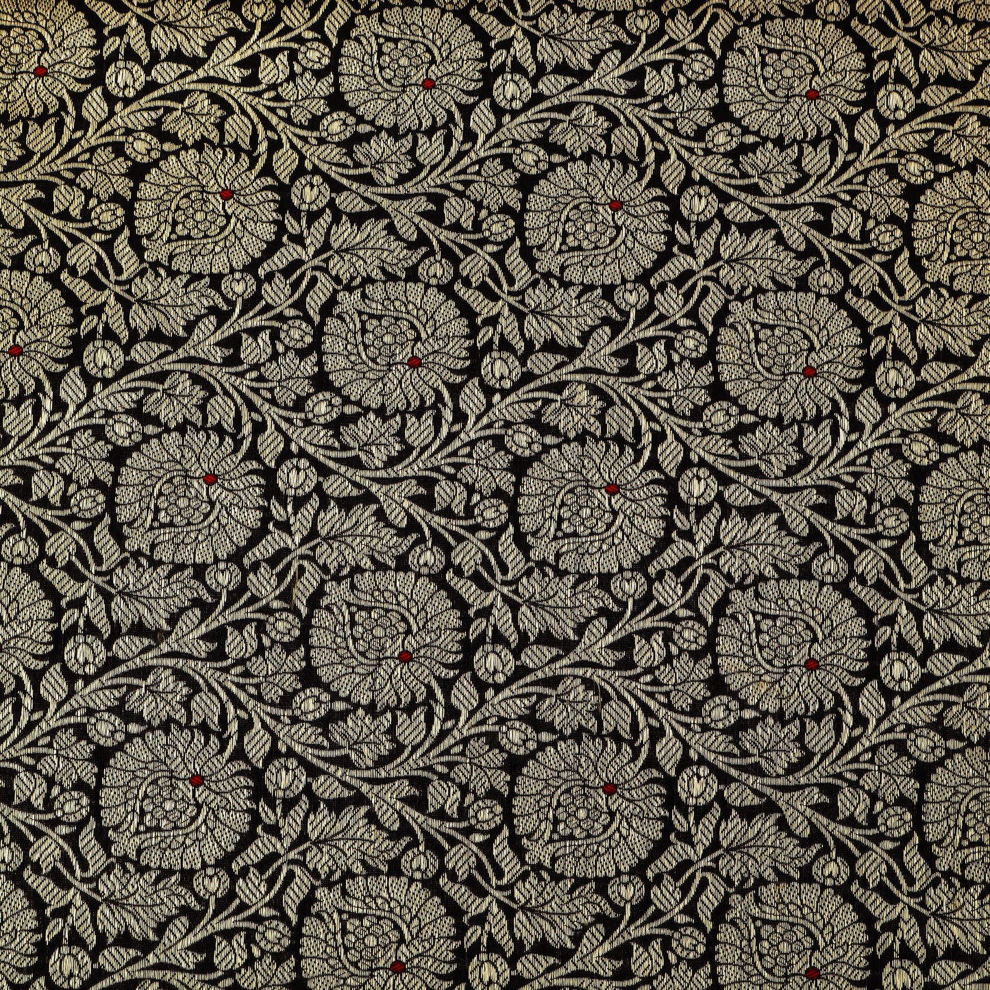 Black Color Katan Meena Brocade Fabric