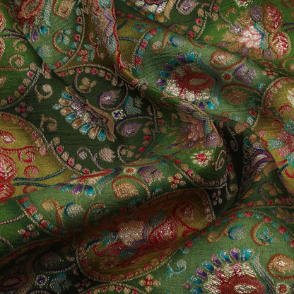 Green Color Dola Silk Jacquard Print Fabric