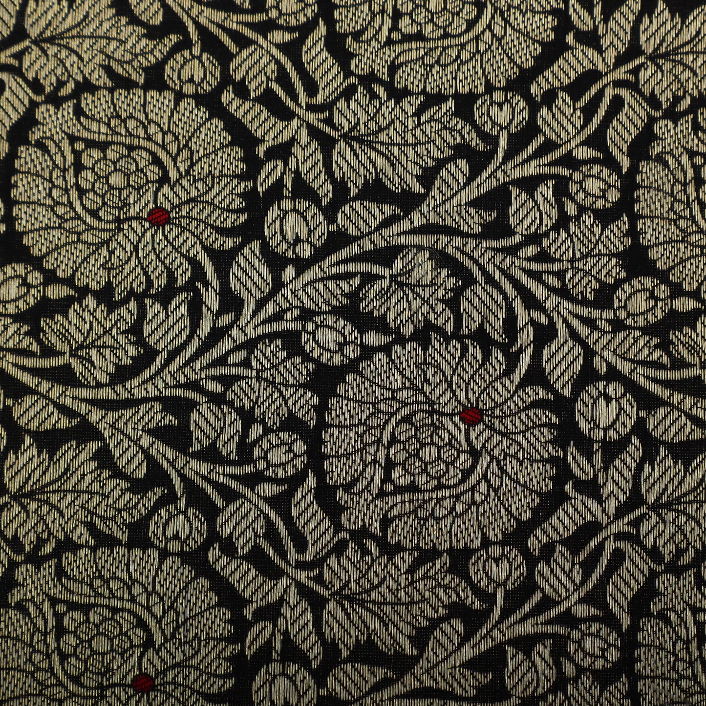 Black Color Katan Meena Brocade Fabric