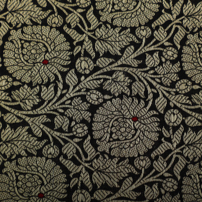 Black Color Katan Meena Brocade Fabric