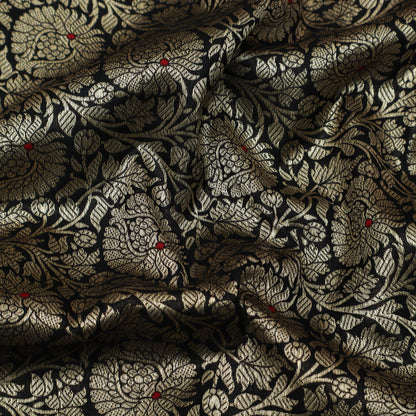 Black Color Katan Meena Brocade Fabric