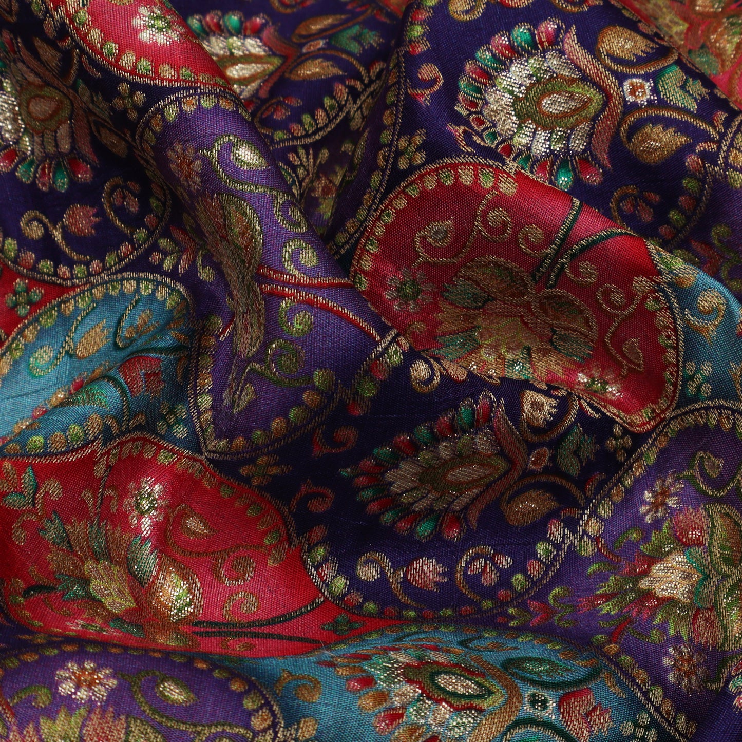 Multicolor Dola Silk Jacquard Print Fabric