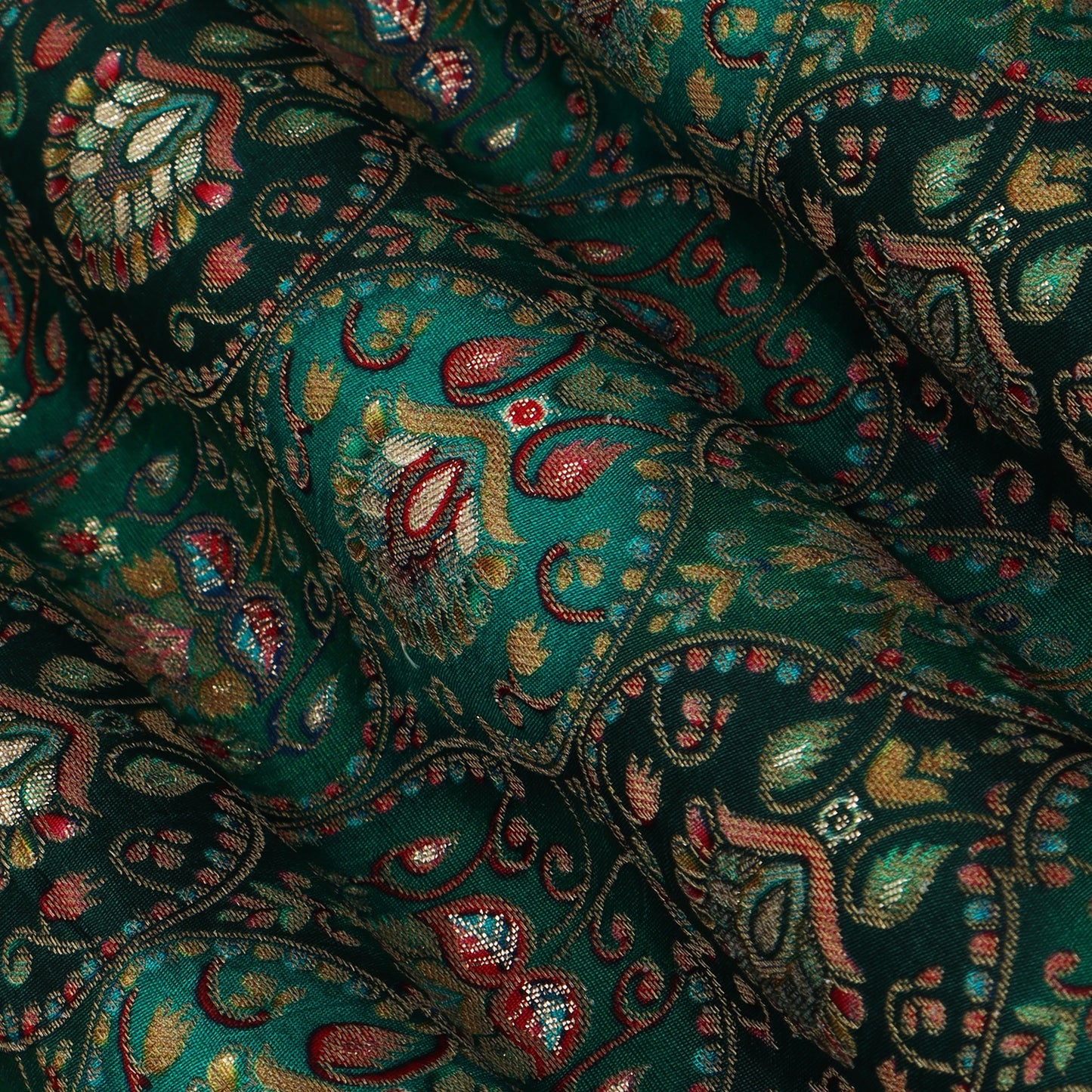 Green Color Dola Silk Jacquard Print Fabric