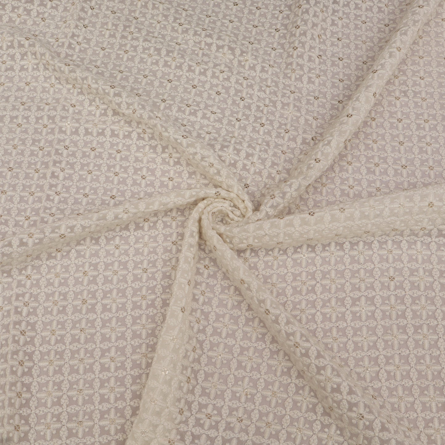 Close-up of textured White fabric with a subtle pattern
