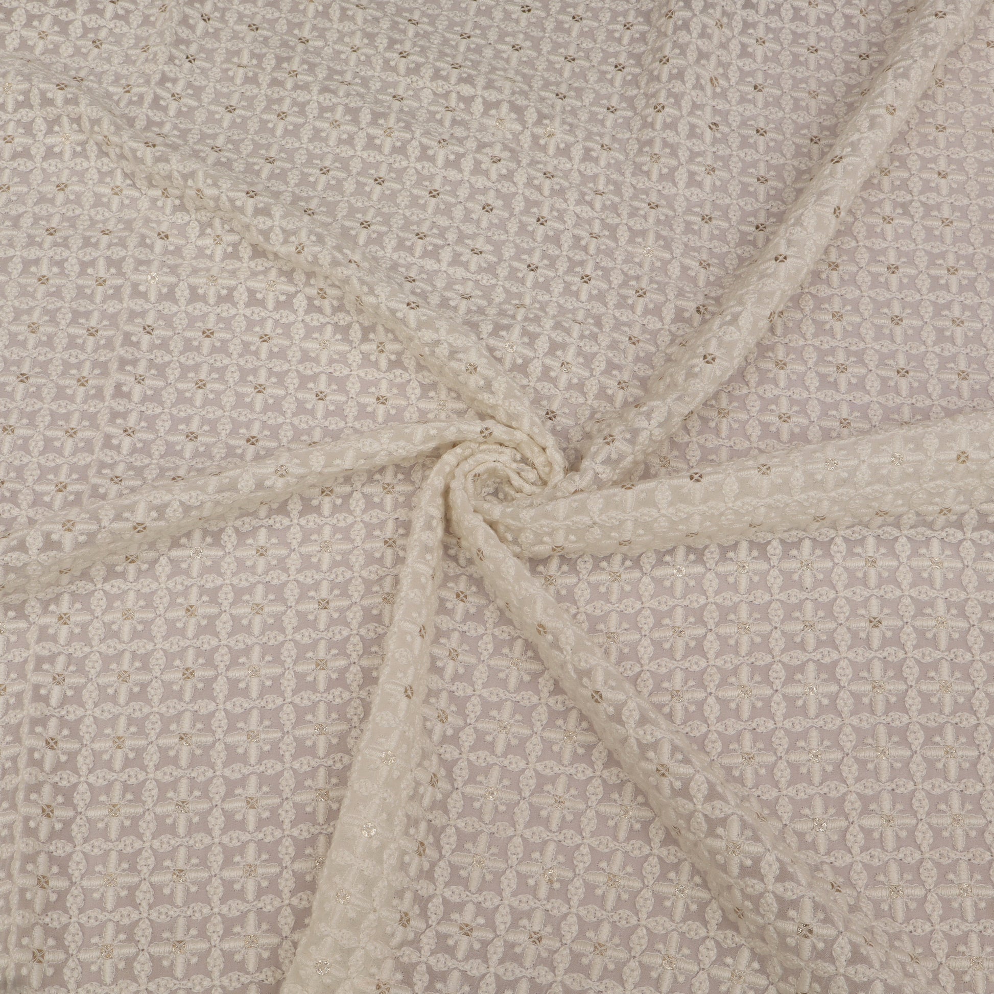 Close-up of textured White fabric with a subtle pattern