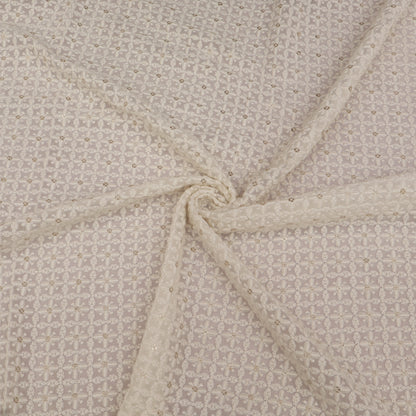 Close-up of textured White fabric with a subtle pattern