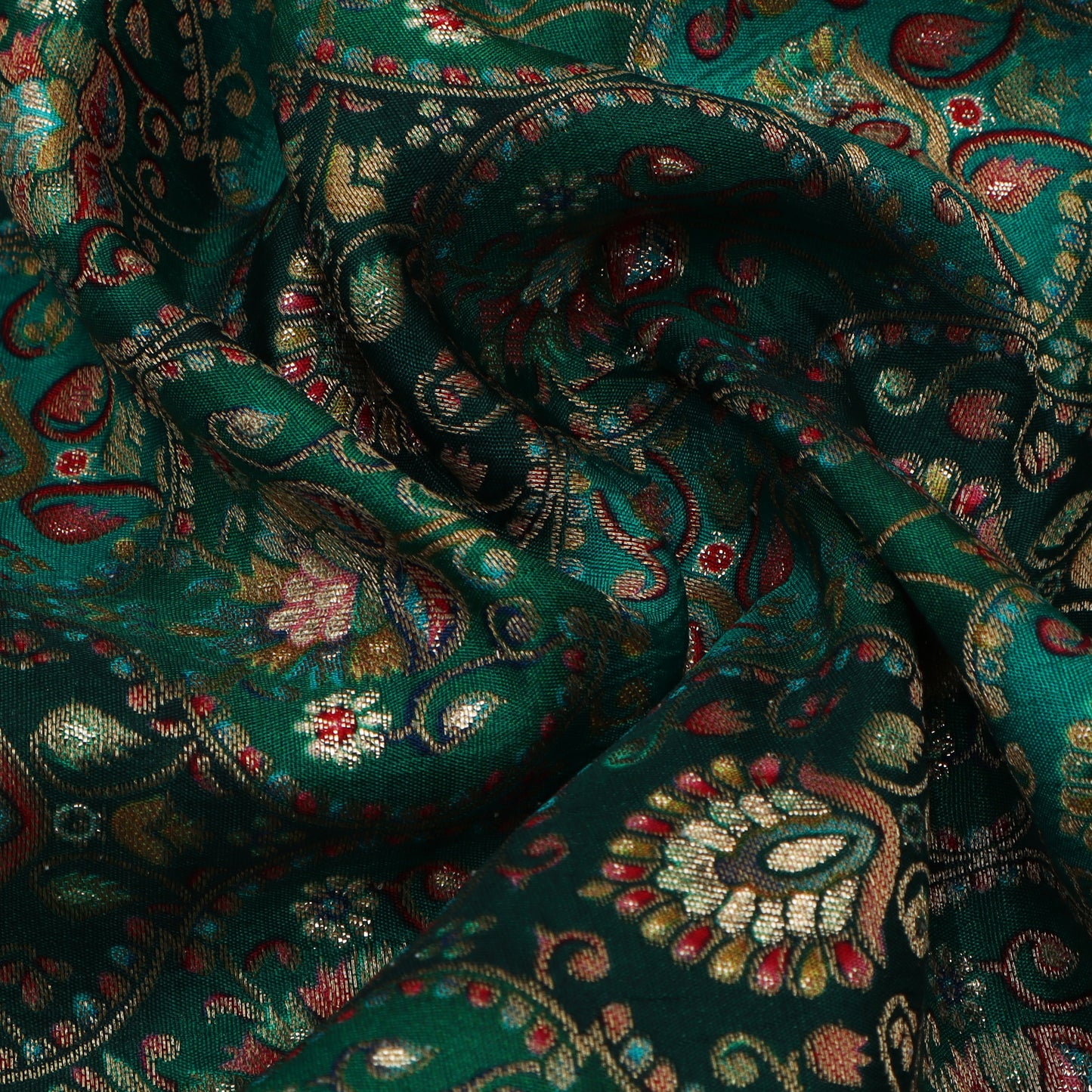 Green Color Dola Silk Jacquard Print Fabric