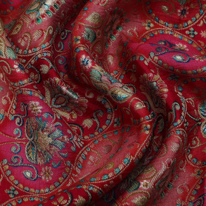 Red Color Dola Silk Jacquard Print Fabric