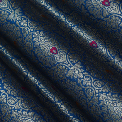 Teal Blue Color Brocade Fabric