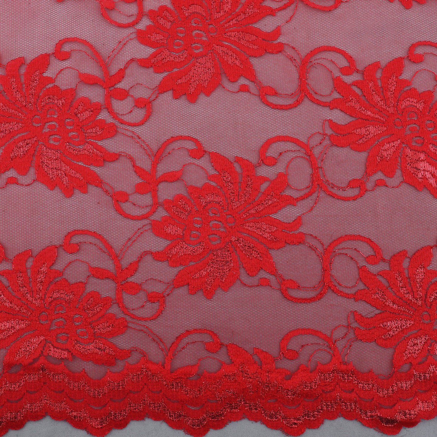 Red Color Chantilly Lace Fabric