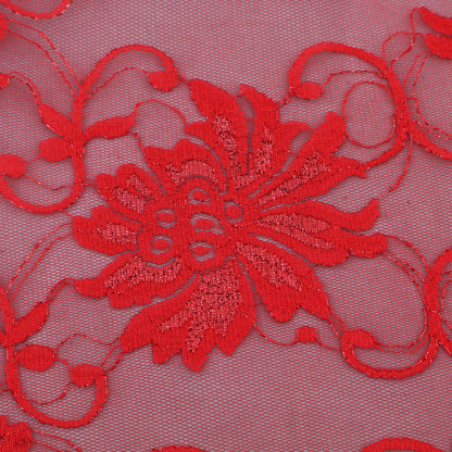 Red Color Chantilly Lace Fabric