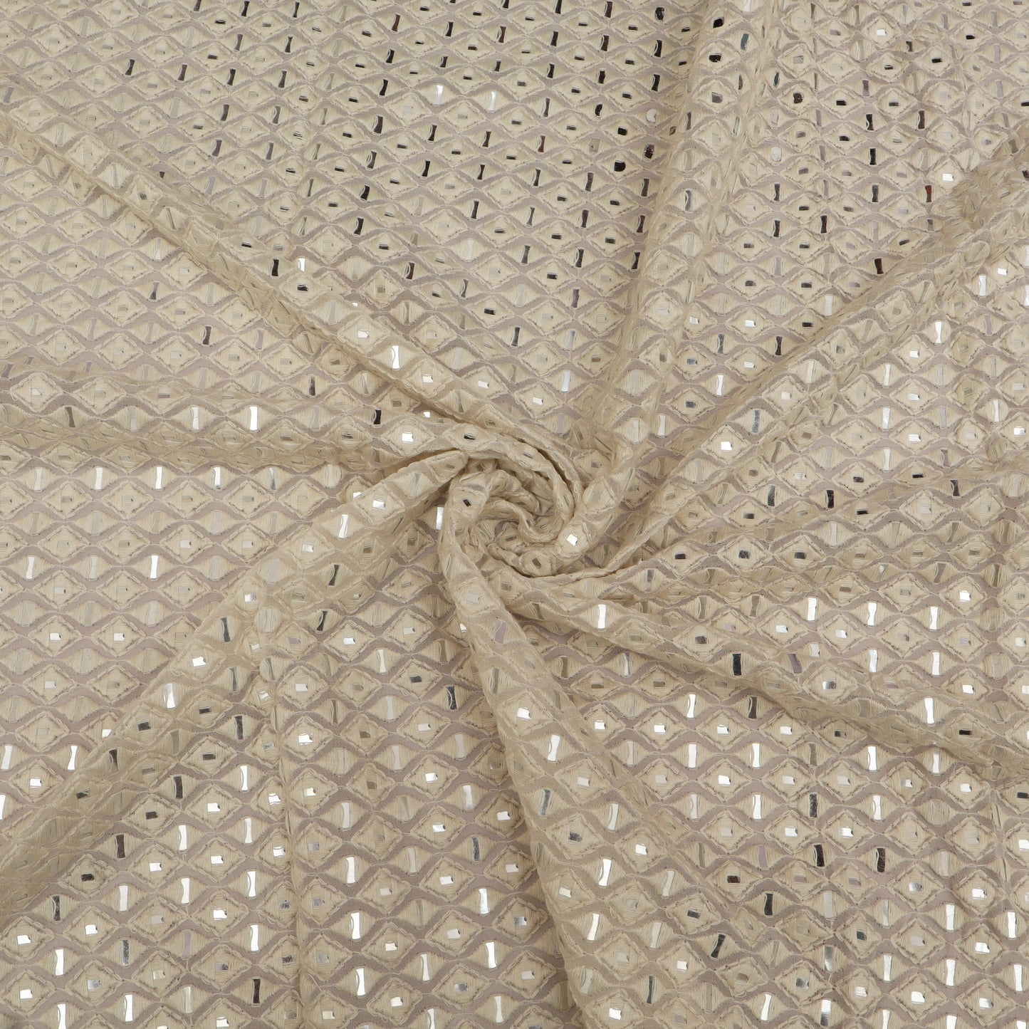 Textured White pillow with a small pine cone on a White background