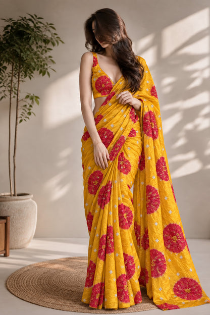 Pure Bandhani Brocade Fabric
