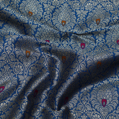 Teal Blue Color Brocade Fabric