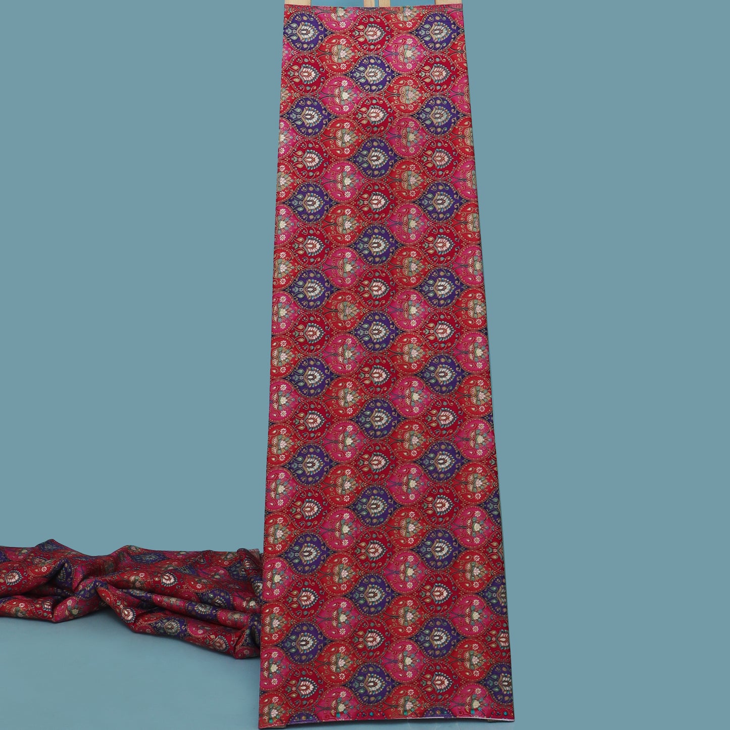 Pink Color Dola Silk Jacquard Print Fabric