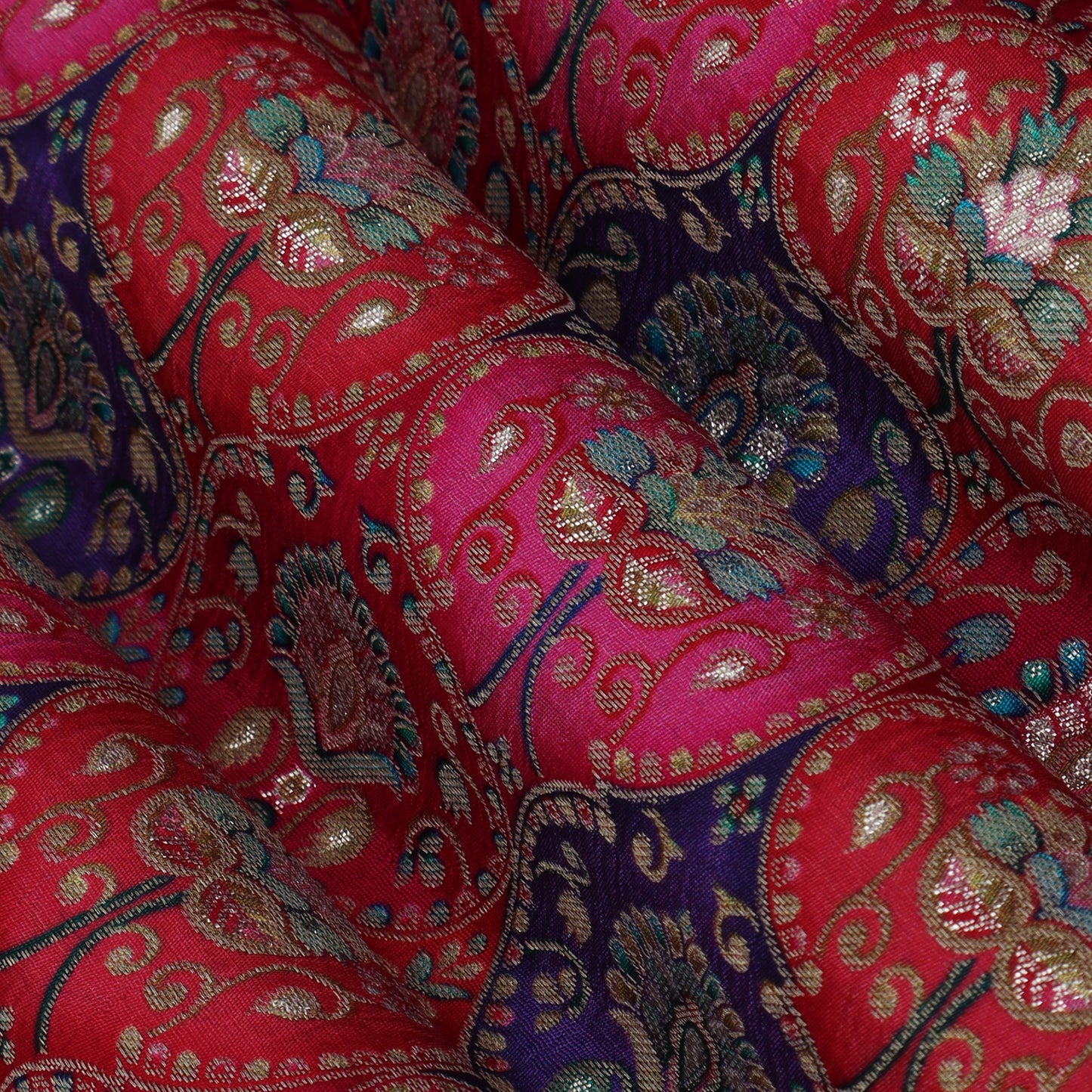 Pink Color Dola Silk Jacquard Print Fabric