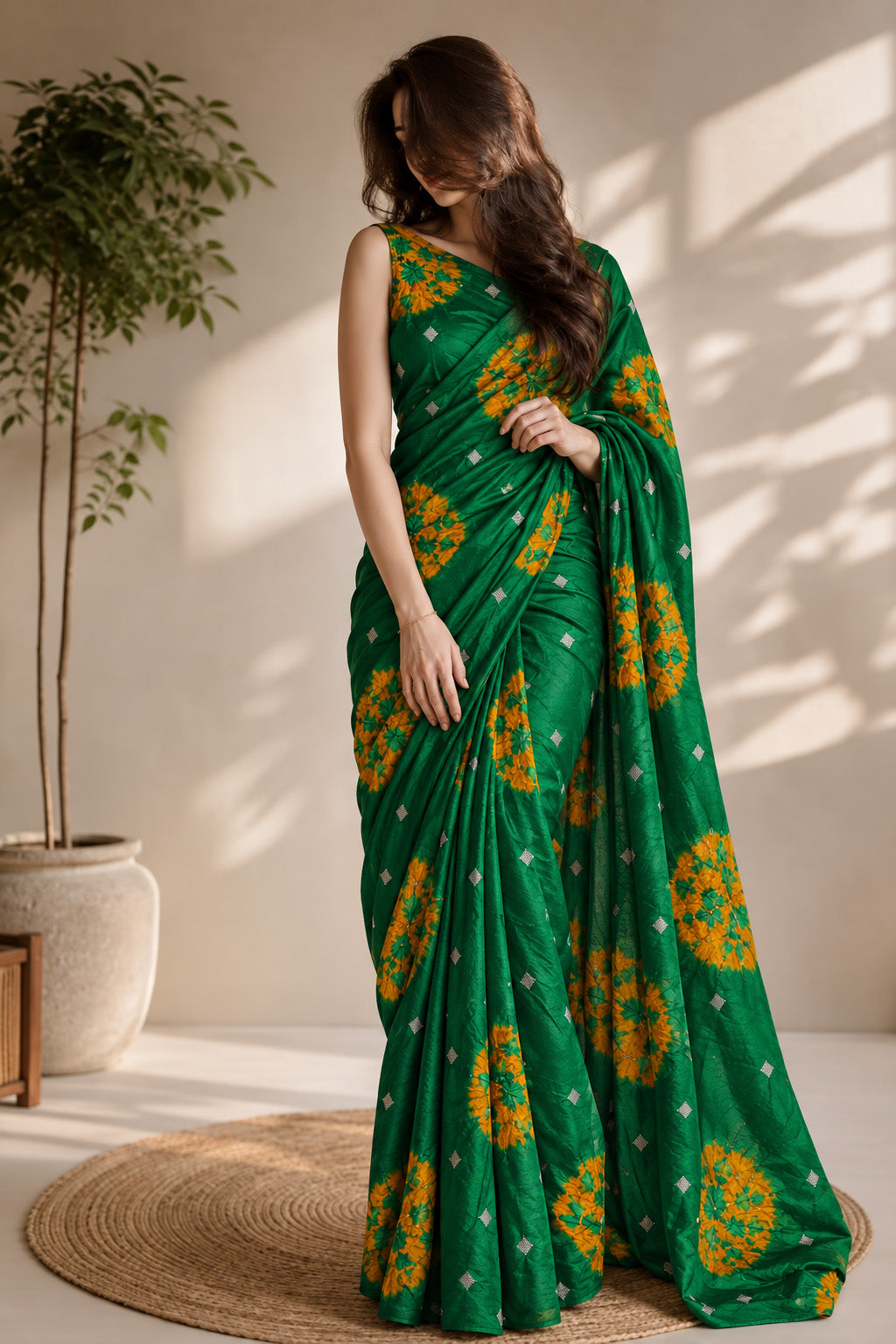 Pure Bandhani Brocade Fabric