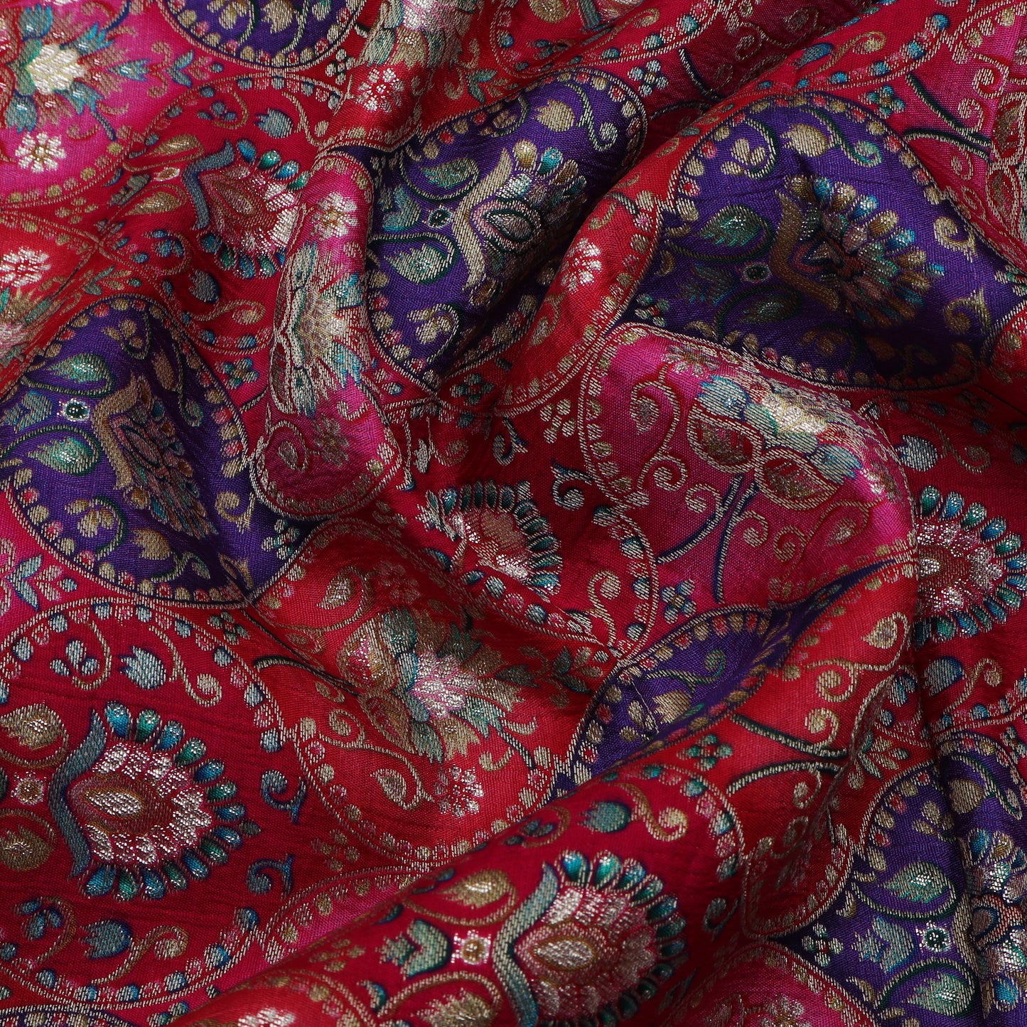 Pink Color Dola Silk Jacquard Print Fabric