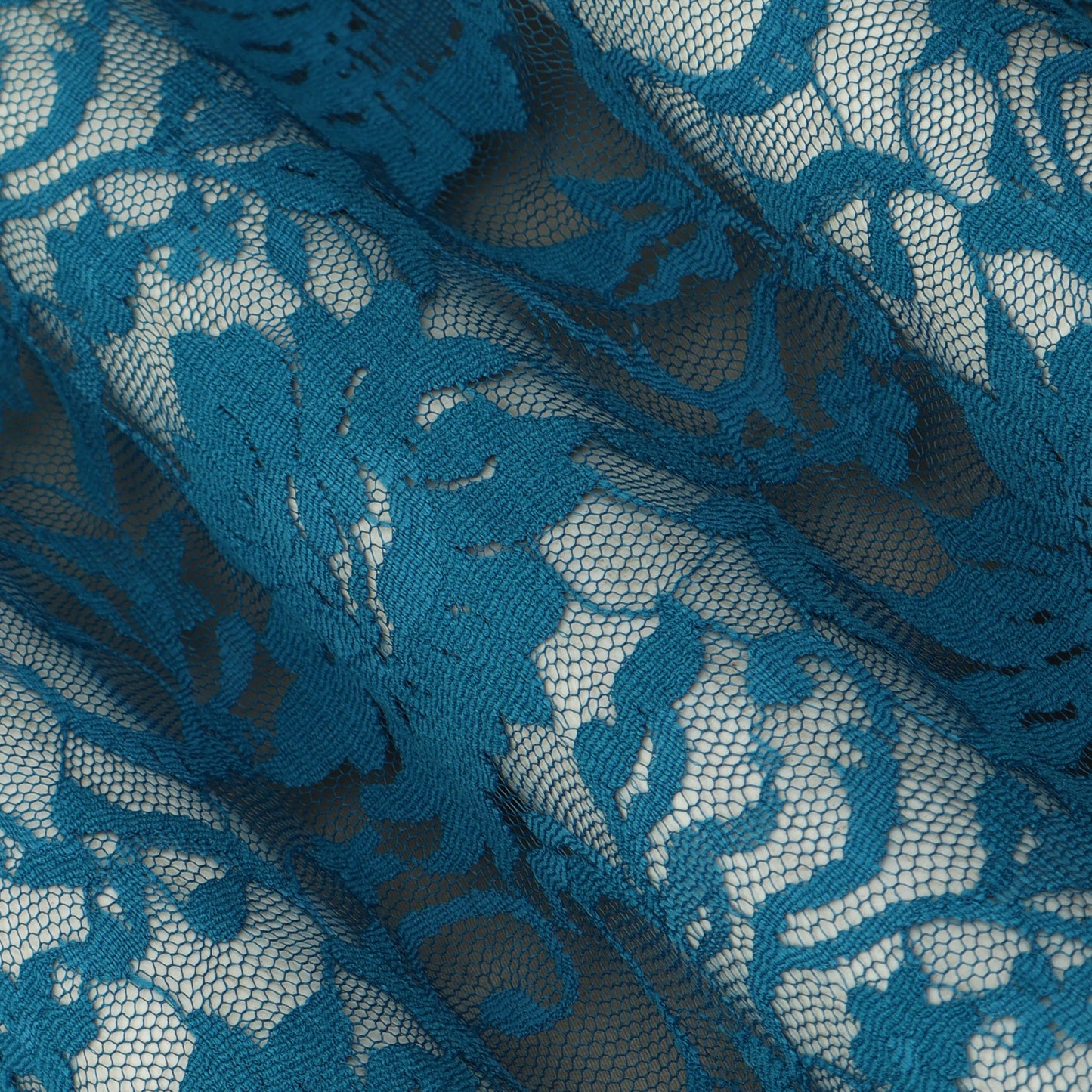 Blue Color Chantilly Lace Fabric