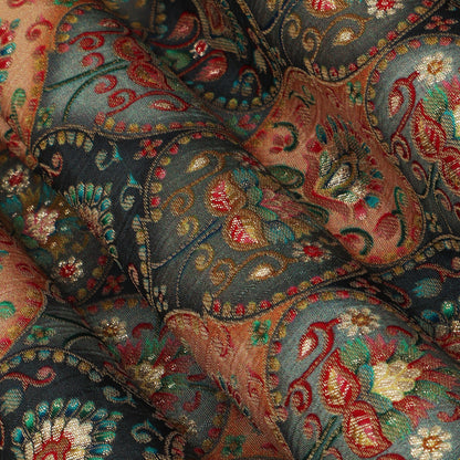 Multicolor Dola Silk Jacquard Print Fabric