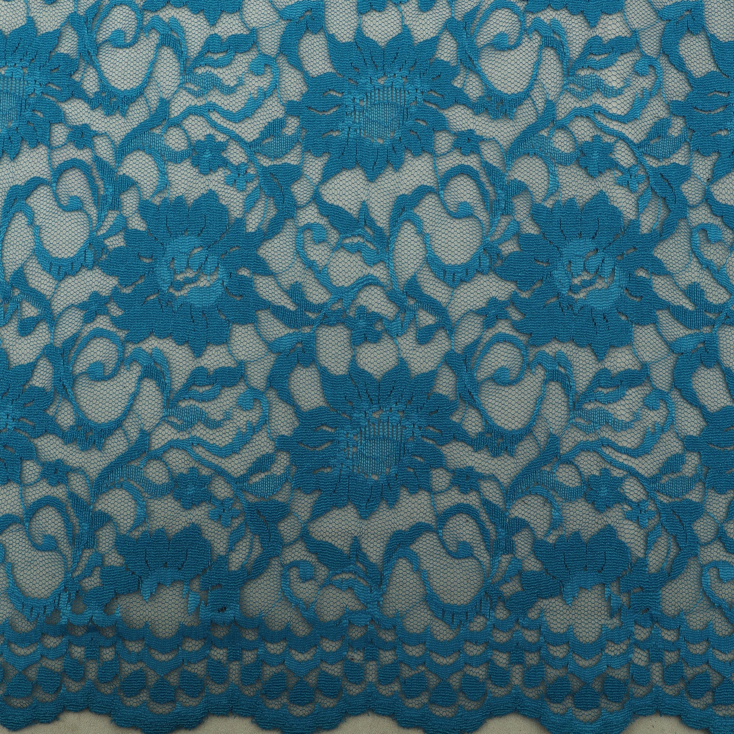 Blue Color Chantilly Lace Fabric